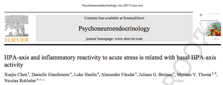 Zum Artikel "New Paper: HPA-axis and inflammatory reactivity to acute stress is related with basal HPA-axis activity"