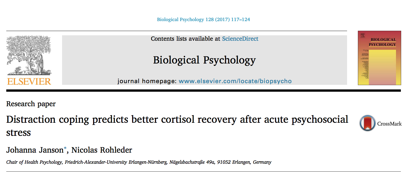 Zum Artikel "New Paper: Distraction coping predicts better cortisol recovery after acute psychosocial stress"